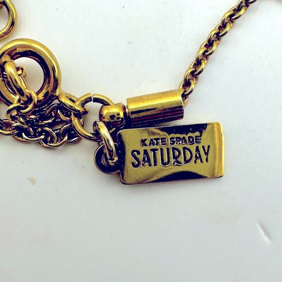 Kate Spade Necklace Initial A Monogram Chain Saturday Designer Gold tone Casual - Picture 5 of 8